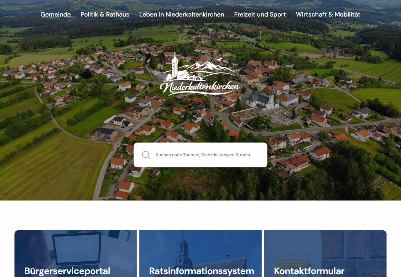 Screenshot einer modernen Gemeindeseite